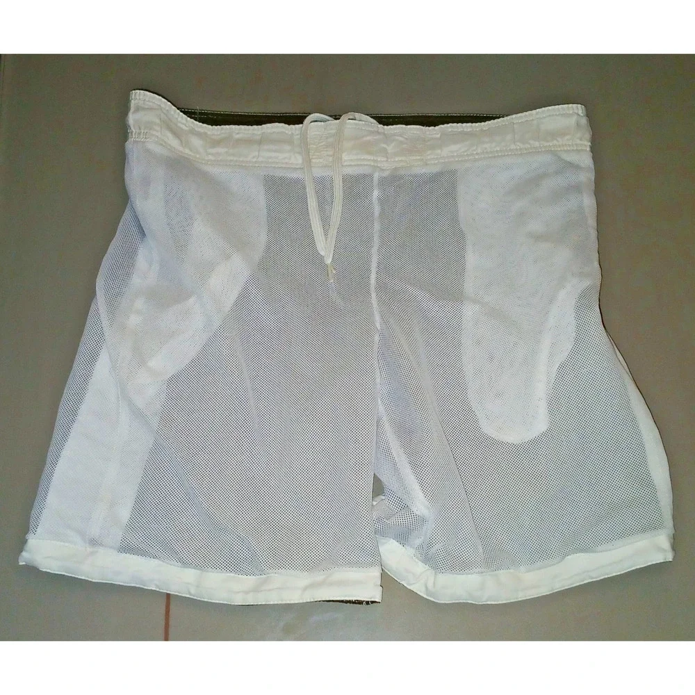 Mens Lined Board Swim Shorts Med Black Tropical Fly Cargo Pocket Lace Up Beach